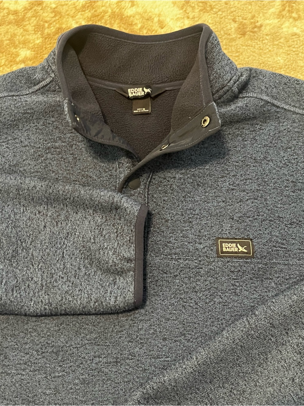 Eddie Bauer Sweater Fleece Snap Mock Neck Pullover M